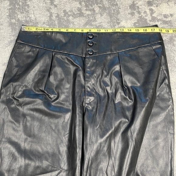 New Paige Jazz Black Vegan Faux Leather Pants High Rise Straight Leg Sz 12 - Picture 8 of 14